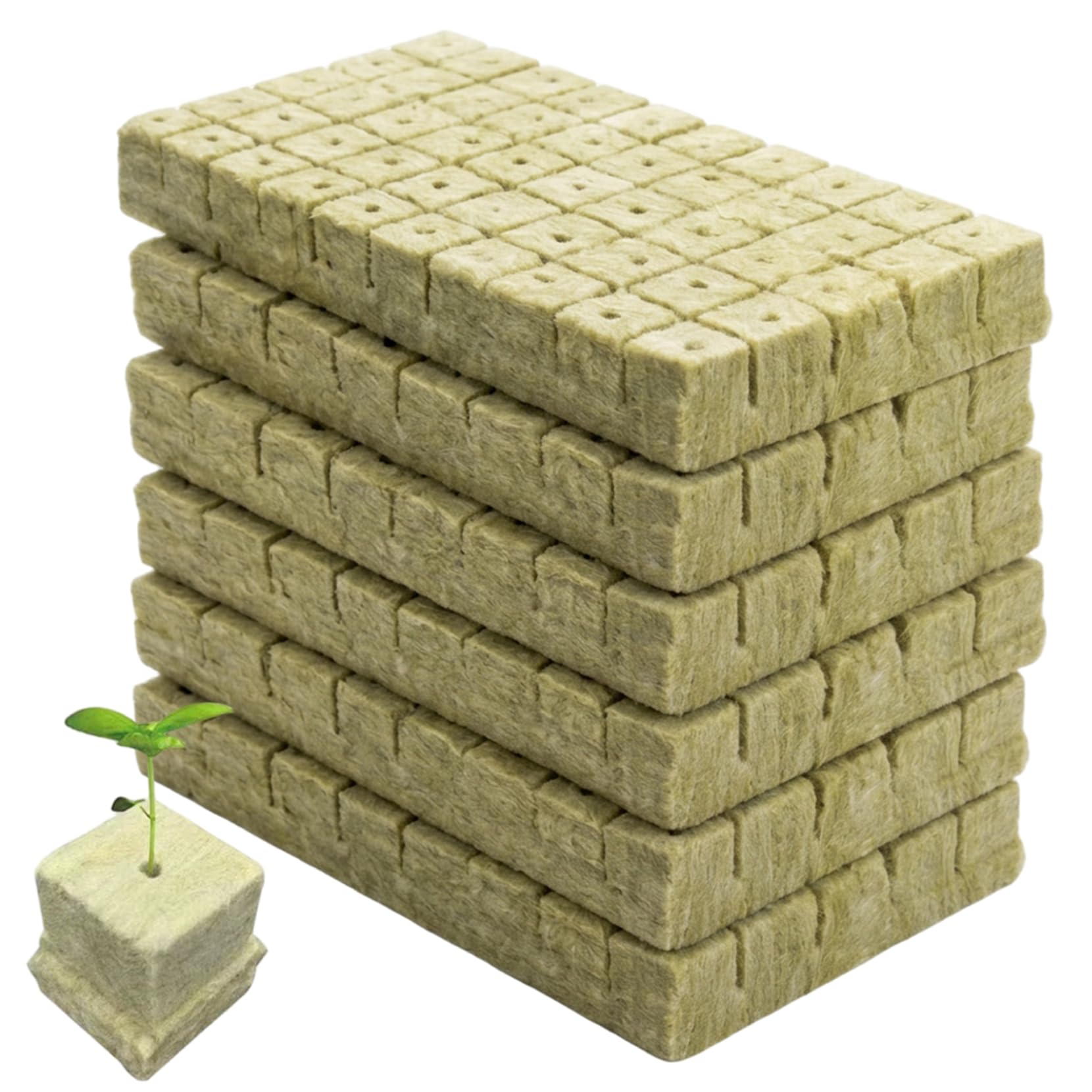 CAKEEYUM 300Pcs 1x1x1 Inch Rockwool Cubes Hydroponic Pods for Seed Starting Plant Propagation Cloning Grow Sponges for Hydroponics System