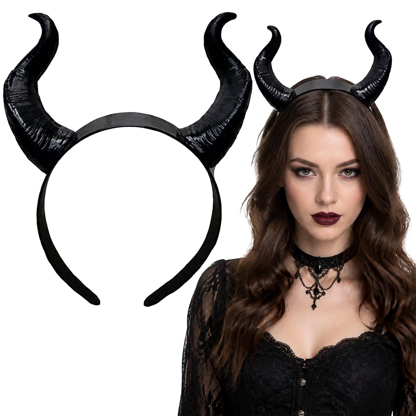 2PCS Halloween Dark Devil Horns Headband Halloween Cosplay Devil Costume