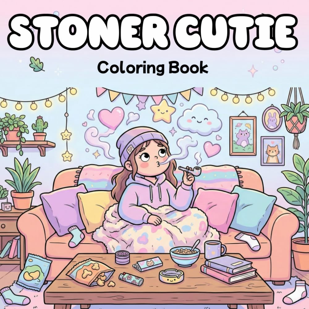 Stoner Cutie Coloring Book: Adorable and Relaxing Coloring Pages for Adults and Teens, Bold Line Art Featuring Cute Stoner Characters and Chill Scenes