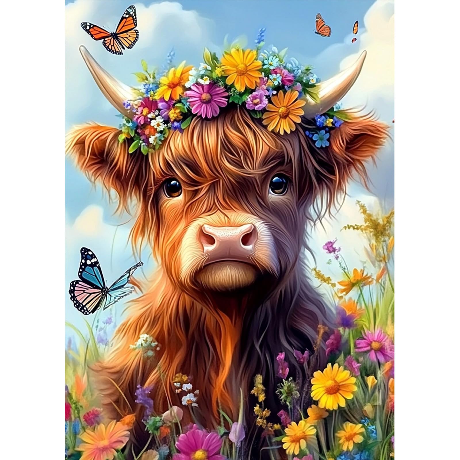 MAXBYE Diamond Painting Kits for Adults, 5D Highland Cow Diamond Art Round Full Drill for Beginner, Crystal Cross Stitch DIY Flowers Gem Art Craft Home Wall Decor Holiday Gifts 30x40cm โ image 1