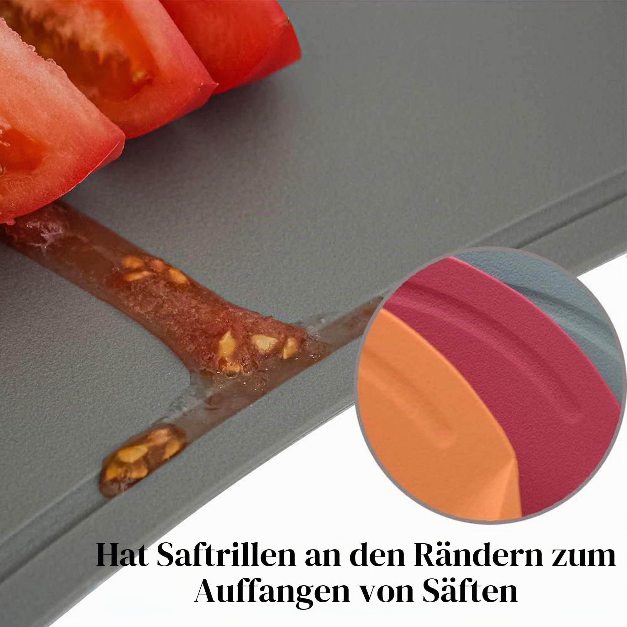 doblé Kratzfestes, flexibles Schneidebrett zum Hacken, kratzfreie Saftrillen mit handlichem Griff, rutschfest, spülmaschinenfest für die Küche (groß (39,6 x 27,2 cm), Minzgrün