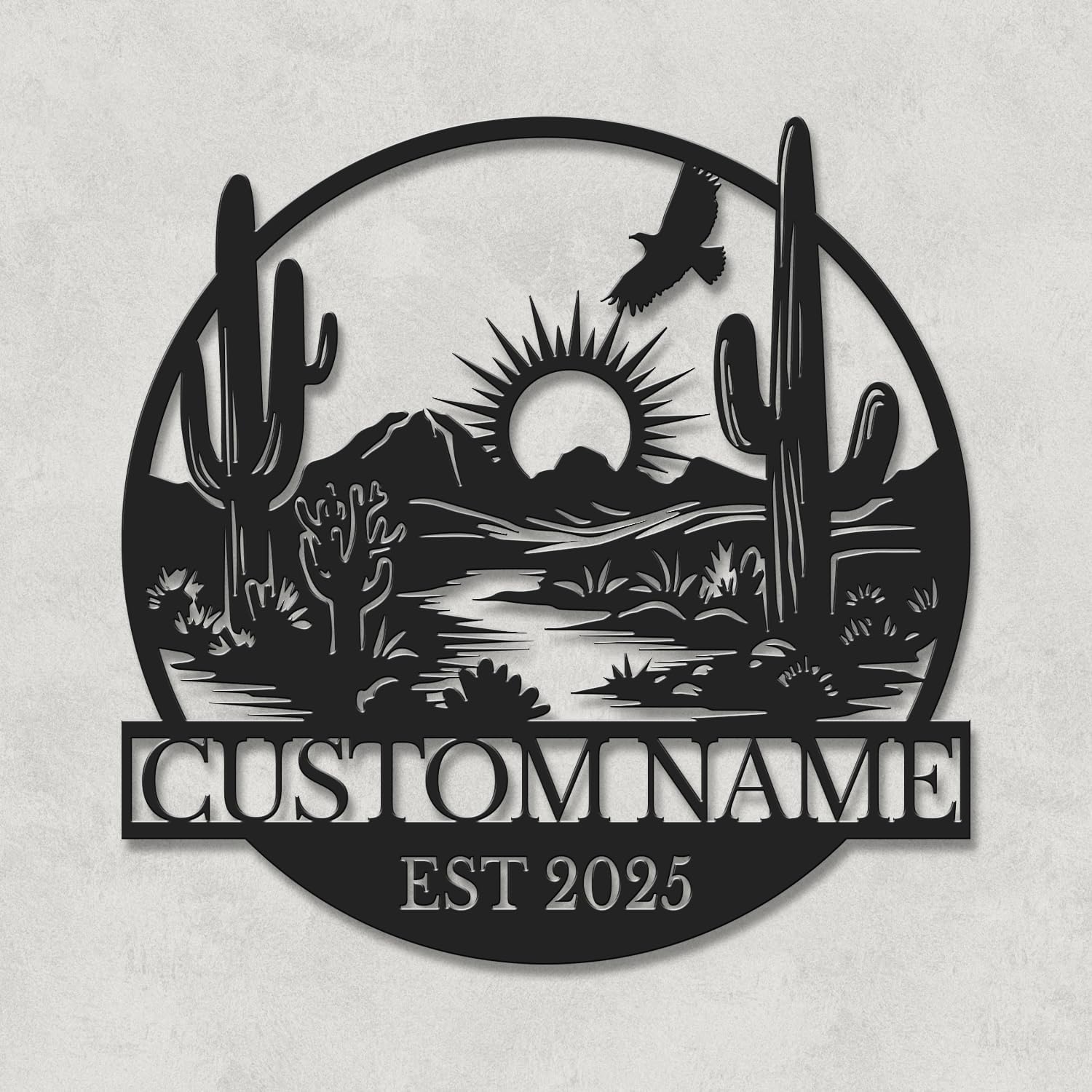 Personalized Cactus Metal Sign - Custom Desert Wall Art, Succulent Lover Gift, Southwestern Home Decor, Durable Metal Name Plaque for Indoor/Outdoor Display (Style-6)