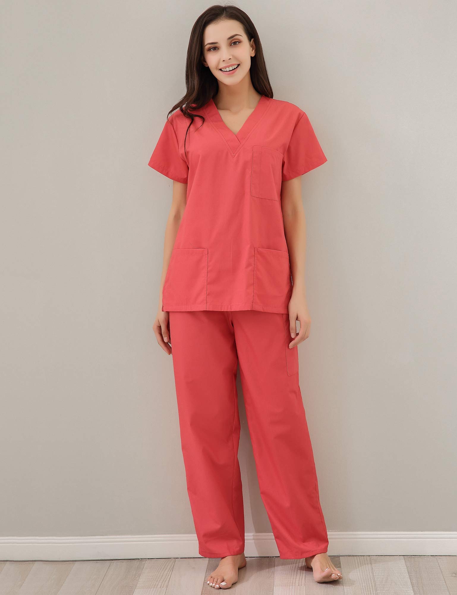 Richie House Women's V-neck Medical Set with Cargo Pants RHW2847-A-S