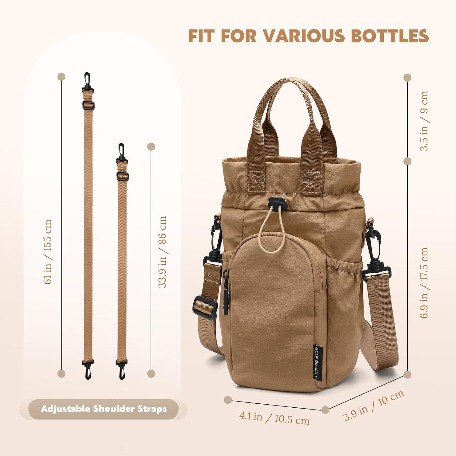 Large Water Bottle Bag for 32/40/42//64oz Water Bottle,Casual Drawstring Crossbody Water Cup Bag image 5