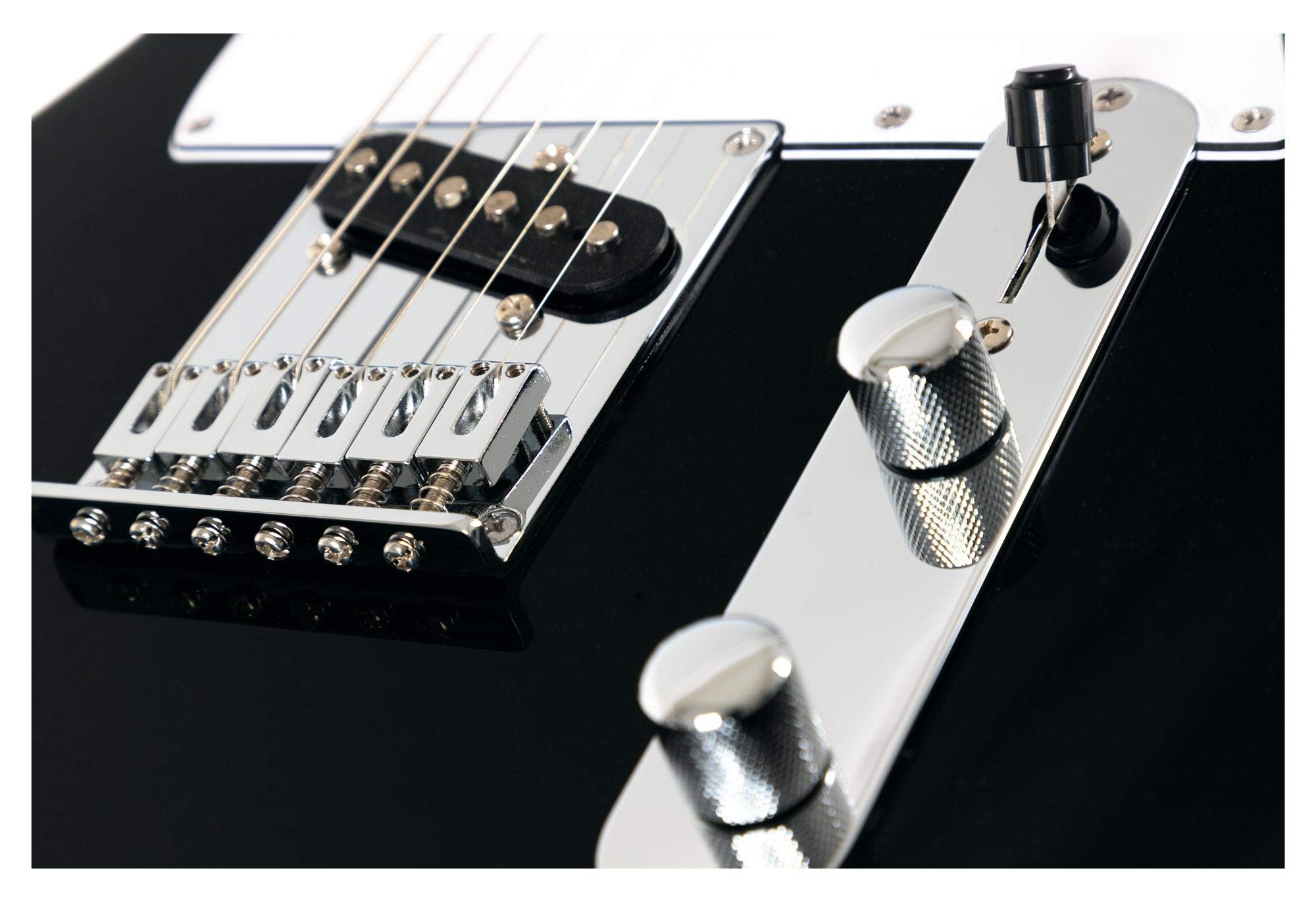 Shaman Element Series TCX-100B Gigbag Set (Hochwertige E-Gitarre im TL Style mit 2 Single Coil Pickups & Cutaway inkl. Gigbag) Schwarz