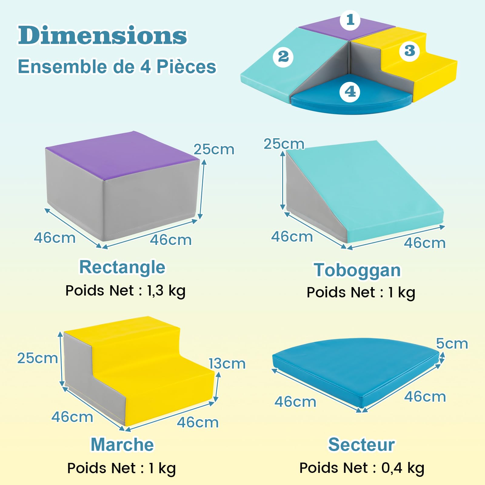 COSTWAY 12 PCS Module Motricité Bébé en Mousse EPE avec Housse en PU