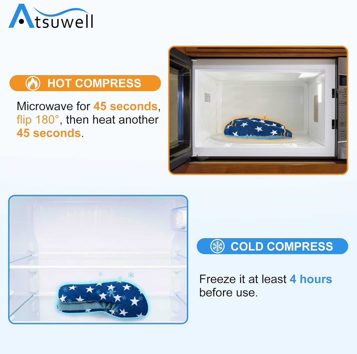 Atsuwell Neck Warmer Microwavable and Sinus Mask, Warm Cold Compress Eye Mask