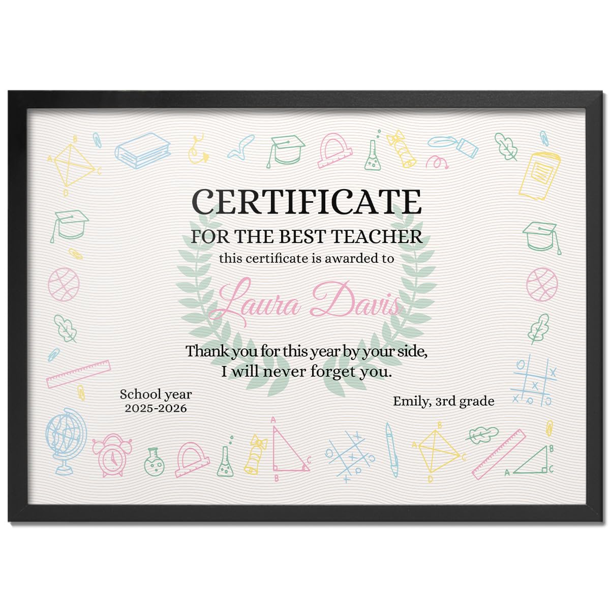 Pictalia - Personalised Photo Frame, Thank You Teacher Gifts Personalised, Personalised Teacher Gifts, Teacher Gifts For Women Personalised, For Teacher, A4, A3, A2 Frame, Canvas, Customised Text