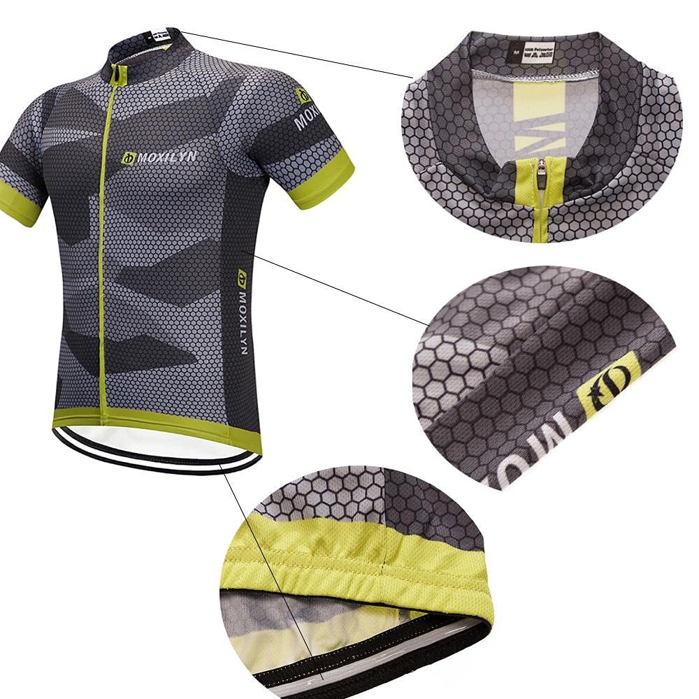 Moxilyn Camisetas de Ciclismo para Hombre, Camiseta Corta, Camisetas de Ciclismo Skinsuit,Ropa de Ciclismo,Camisa Mountain Bike/MTB,Transpirable y Absorbente del Sudor,Secado Rápido