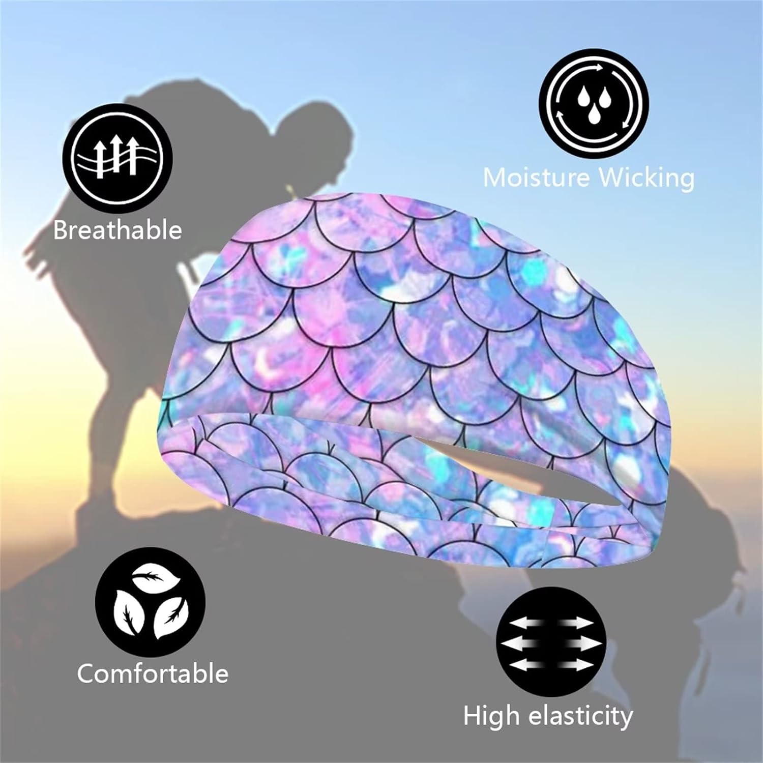 Xoenoiee Women Men Sweatband Headbands Unisex Non-Slip Moisture Wicking Head Sweatbands for Running Workout Yoga image 3