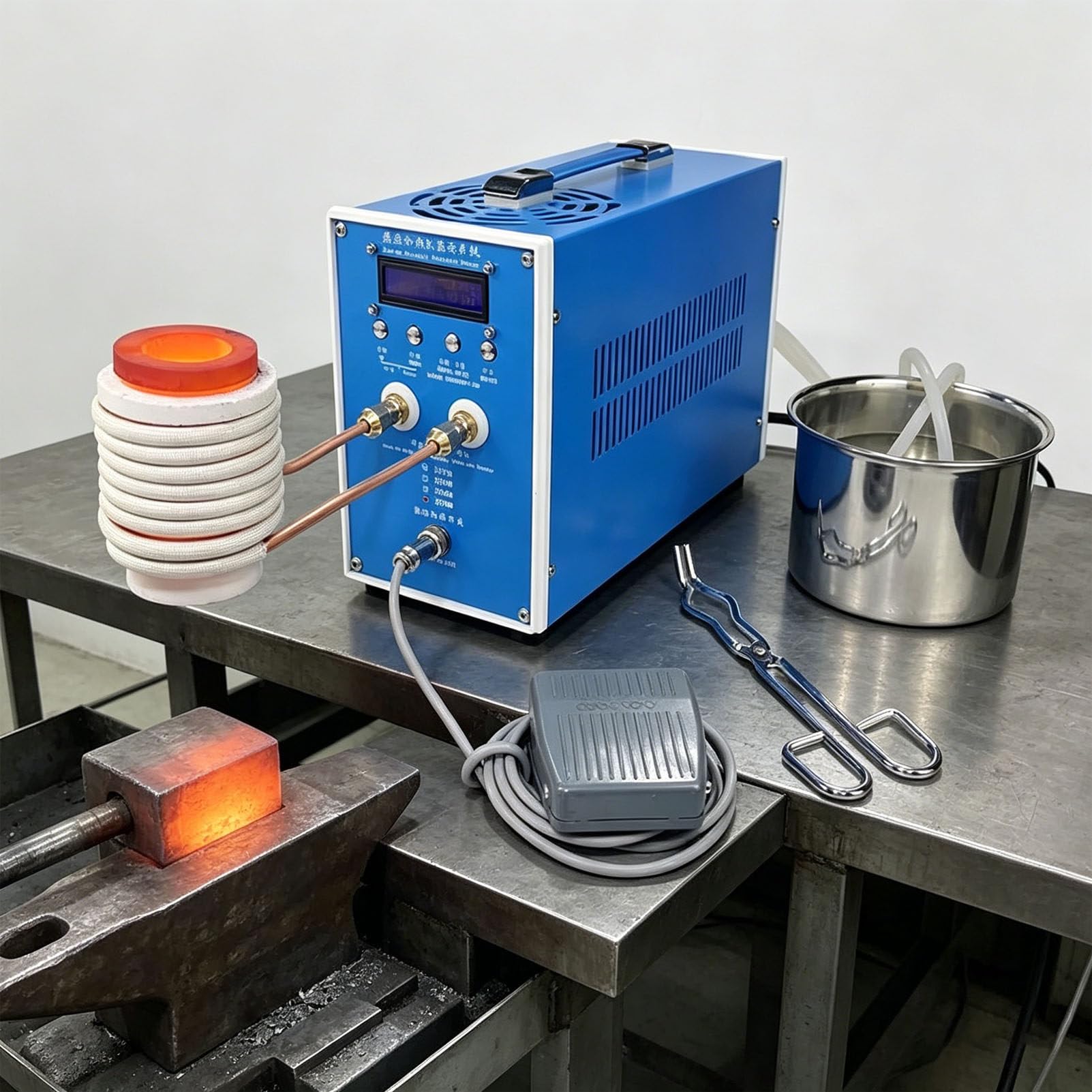 ZMJGLL High Frequency Induction Heater, Flameless Metal Melting Furnace with Digital Display, Complete Kit,Metal Quenching Equipment,Overvoltage Protection (3000W)