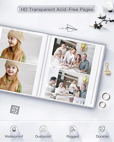 Miniatura 4 de Popotop Álbum de fotos de 4 x 6  200 fotos libros con 200 bolsillos horizontales, álbumes de cubierta de lino para familia, boda, aniversario, fotos