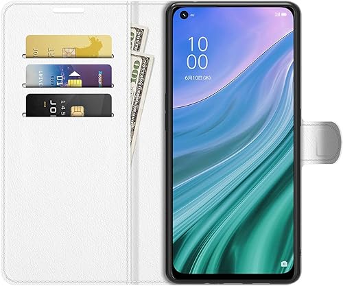 Miniatura 3 de Oppo A54 5G - Funda de piel sintética para Oppo A74 5GA93 5G, diseño de fuente de regalo con brillantina y diamantes de imitación, con función
