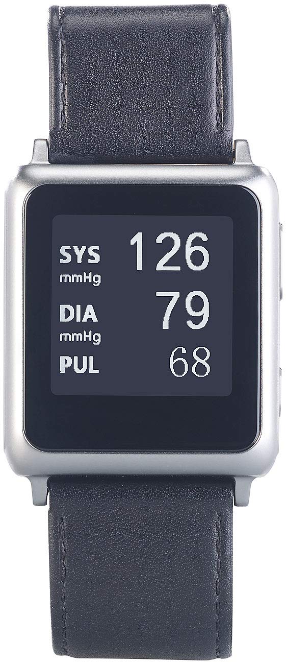 newgen medicals Medizinische Uhr: Medizinische Blutdruck-Armbanduhr mit Pumpe, E-Ink, Bluetooth & App (Uhr Blutdruck, Smartwatch, Gesundheitsuhr für Senioren mit Blutdruckmessung)