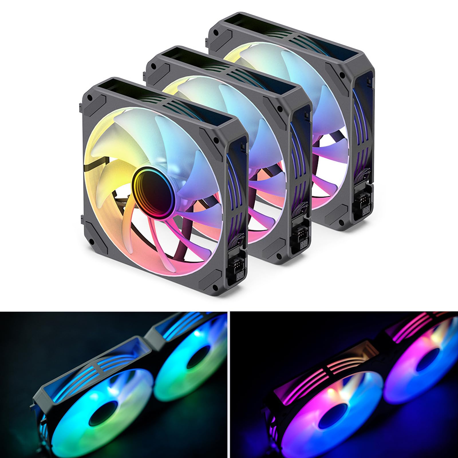 Computergehäuse Lüfter, 120 mm ARGB Lüfter für Computergehäuse, Sync, CPU Kühler, Kühler, buntes Gehäuse, 5 V, 3-polig, PWM
