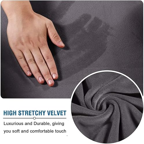 Miniatura 4 de Fundas otomanas de terciopelo, fundas protectoras para reposapiés, fundas protectoras para taburetes de almacenamiento, fundas elásticas con parte