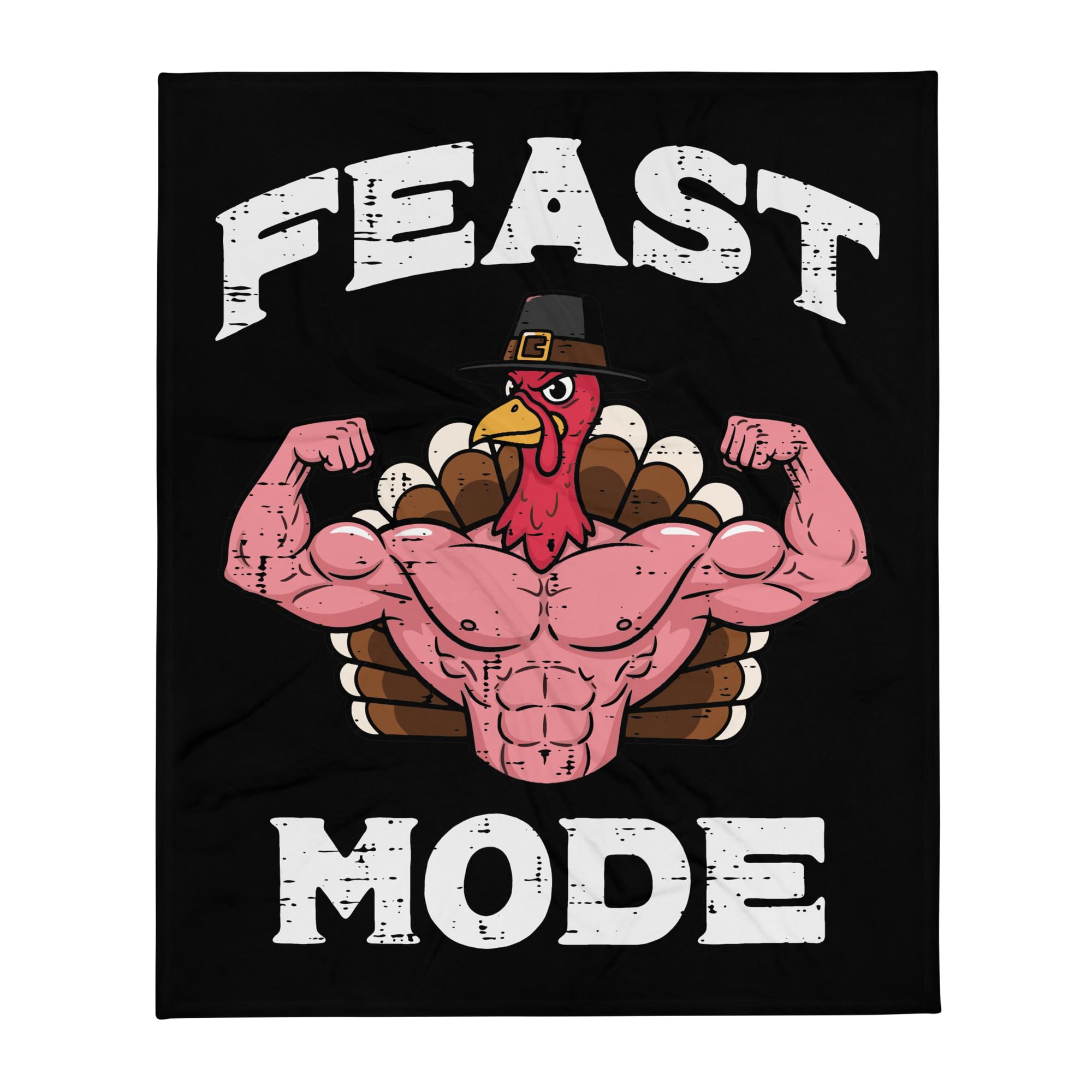 Thanksgiving Buff Turkey Feast Muscle Workout Gym Men Graphic Throw Blanket White 50"x60" Throw