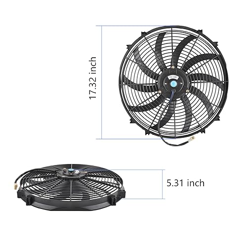Miniatura 67 de Ventilador delgado de 12 pulgadas, ventilador eléctrico de enfriamiento para radiador, motor universal de alto rendimiento de 12 V 80 W con kit