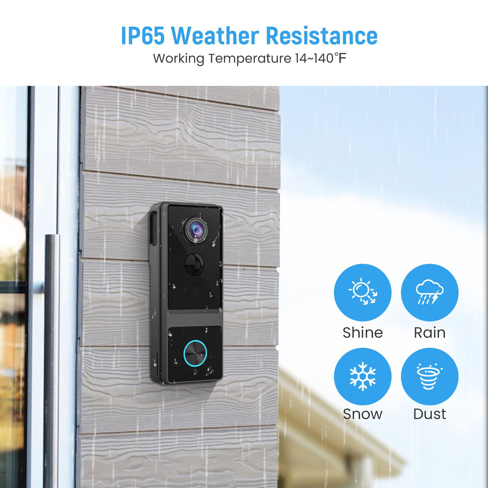 PUSOKEI Caméra de Sonnette Vidéo sans Fil, WiFi 2,4 GHz Uniquement