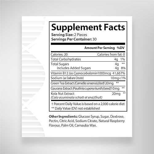 Miniatura 5 de Biogenique Gomitas de vitamina B12, suplemento para apoyo al metabolismo energético y apoyo del sistema inmunológico, 60 gomitas sabor frambuesa,