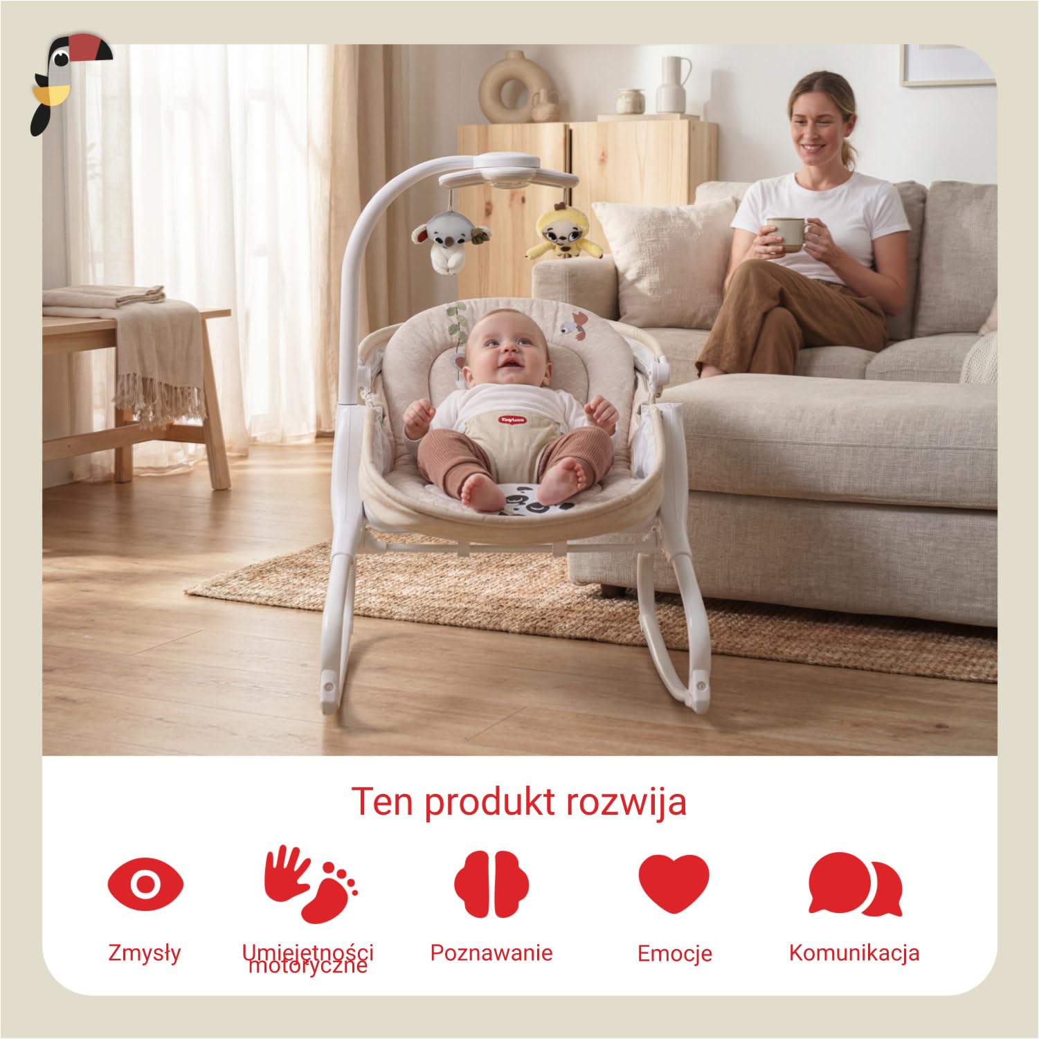 Tiny Love Cozy Tiny Leżaczek, Bujaczek Elektryczny, Od Urodzenia, Boho Chic