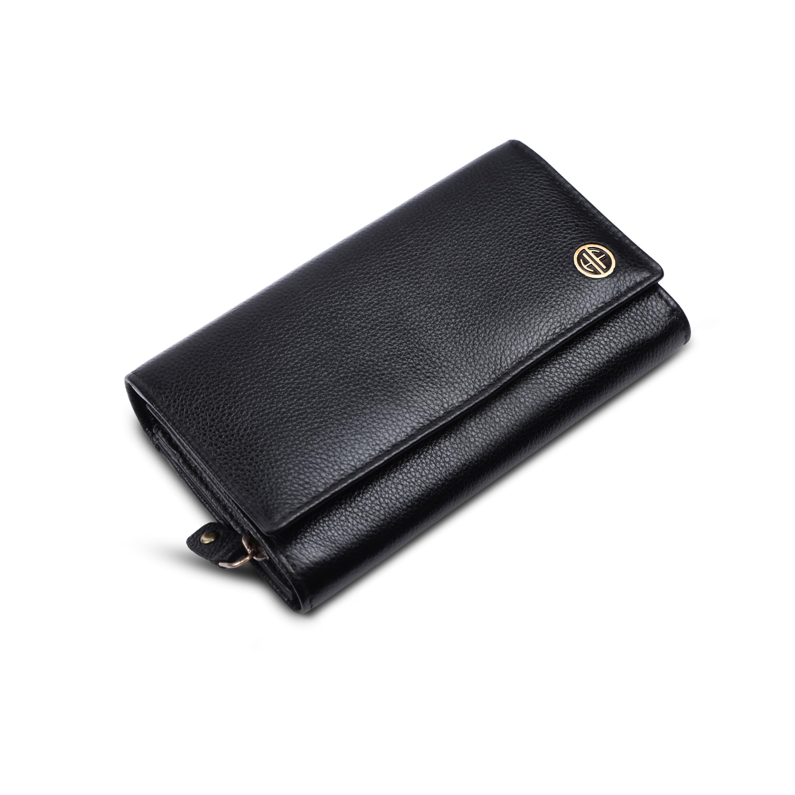 HAMMONDS FLYCATCHER Genuine Leather Wallet for Woman with 8 Card Slots - Clutch Purse for Women, Ladies Wallet for Women Stylish, Ladies Purse for Women Wallet, Purse for Woman - Nappa Black