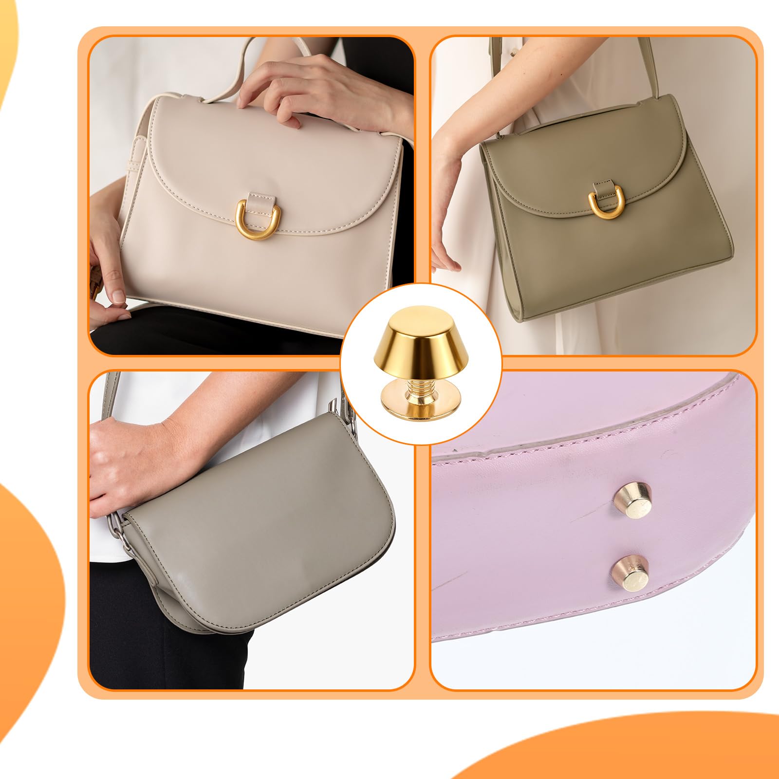 50 piezas de patas para bolso de mano, patas de latón, patas de rosca, patas planas de cuero, accesorios de hardware, remaches de tornillo, adecuados para bolsos, carteras, bolsas de mano y otros
