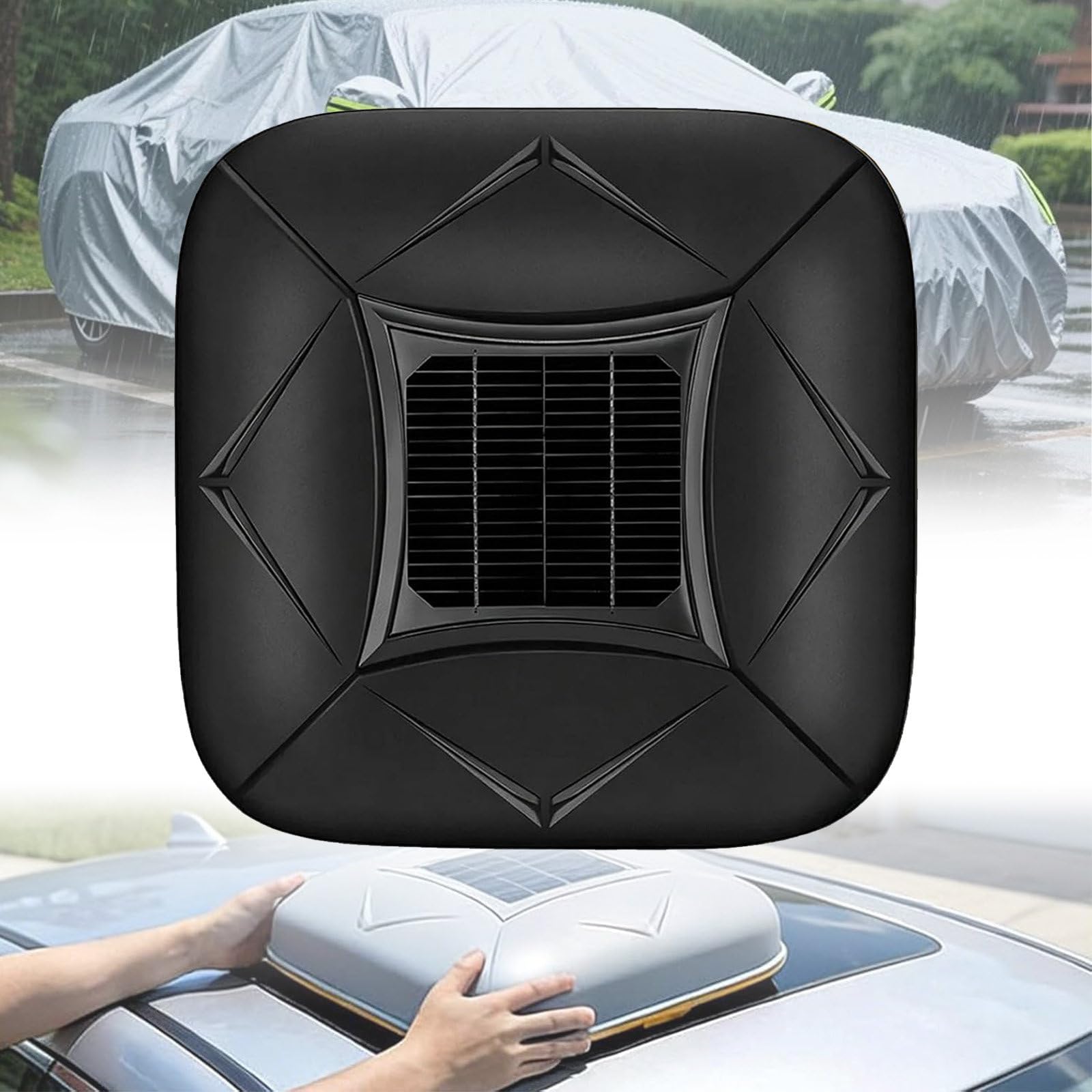 AETEREOS Solar Automatic Car Cover with Remote Control, Car Cover Solar Charging, Quick 10s Open, All-Weather Protection for Sedan SUV MPV, Multiple Sizes Black-YL