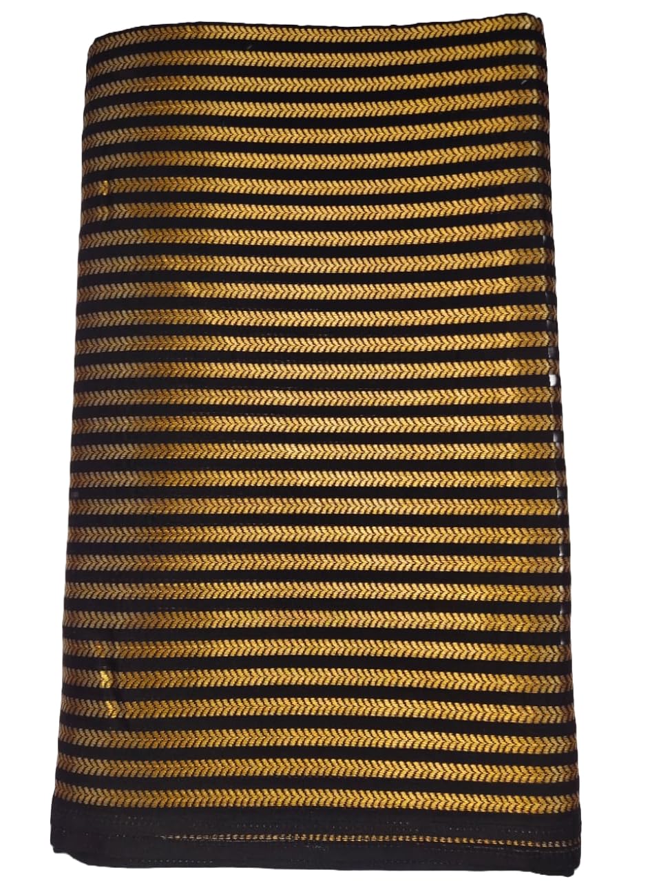 Striped Cotton Blouse Material, Black and Gold Pattern, Herringbone Design-image-36