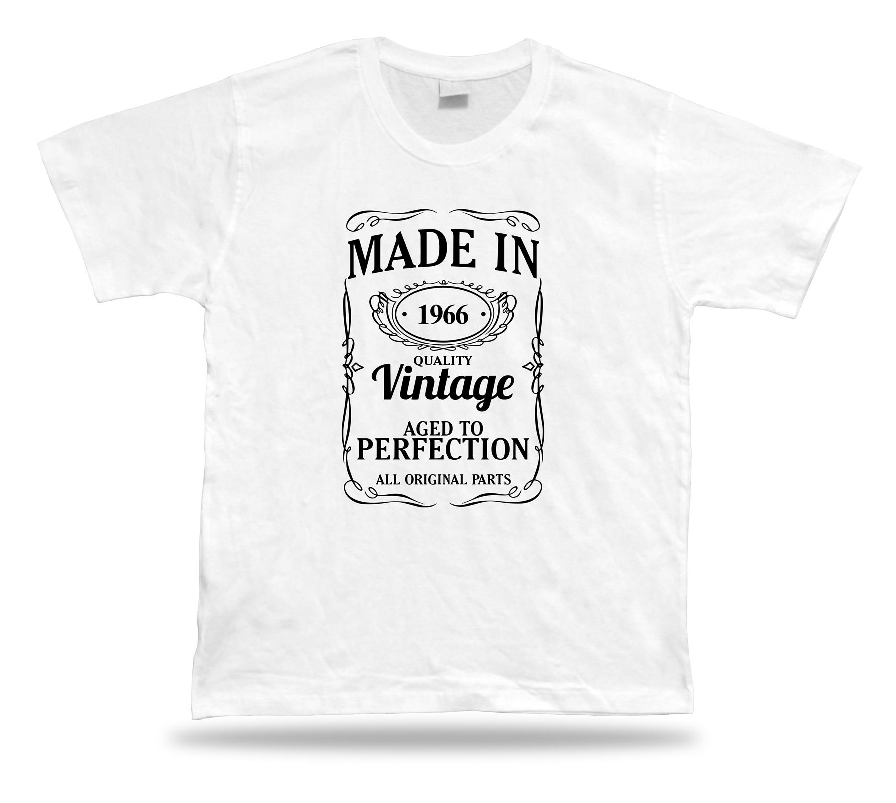 APSRA RETAILPrinted T shirt tee Made in 1966 happy birthday present gift idea unisex Casual T-Shirt Half Sleeve Round Neck Printed Men's t shirt(92_M) White