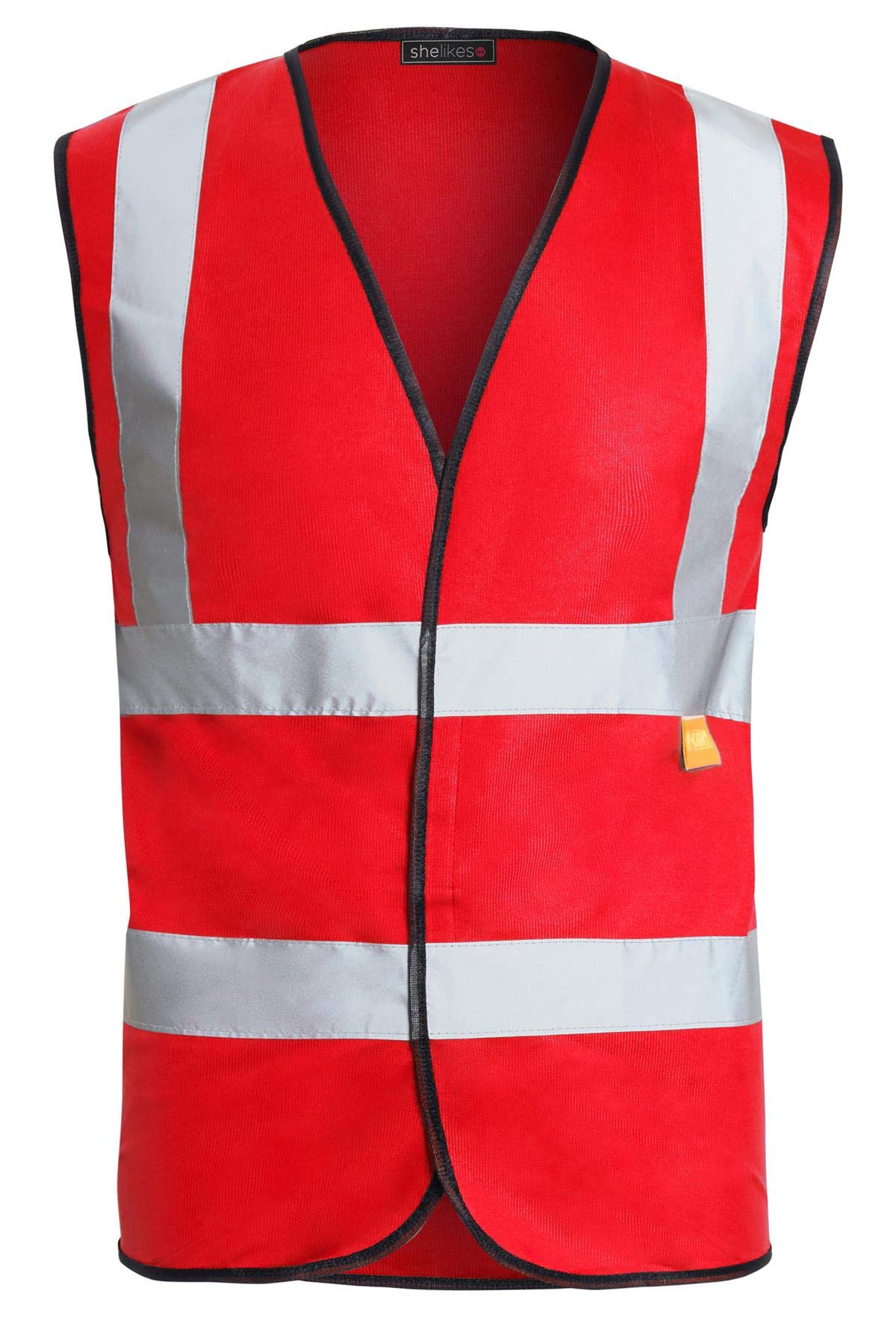 shelikes Hi Vis High Visibility Waistcoat Vest 2 Band and Brace Size Small to 4XL[RED, XL (Chest 108-120cm)]