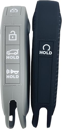 Miniatura 10 de RUNZUIE 2 llaveros inteligentes de silicona para llavero Kia Telluride 2023 2024 con 5 botones (negro)