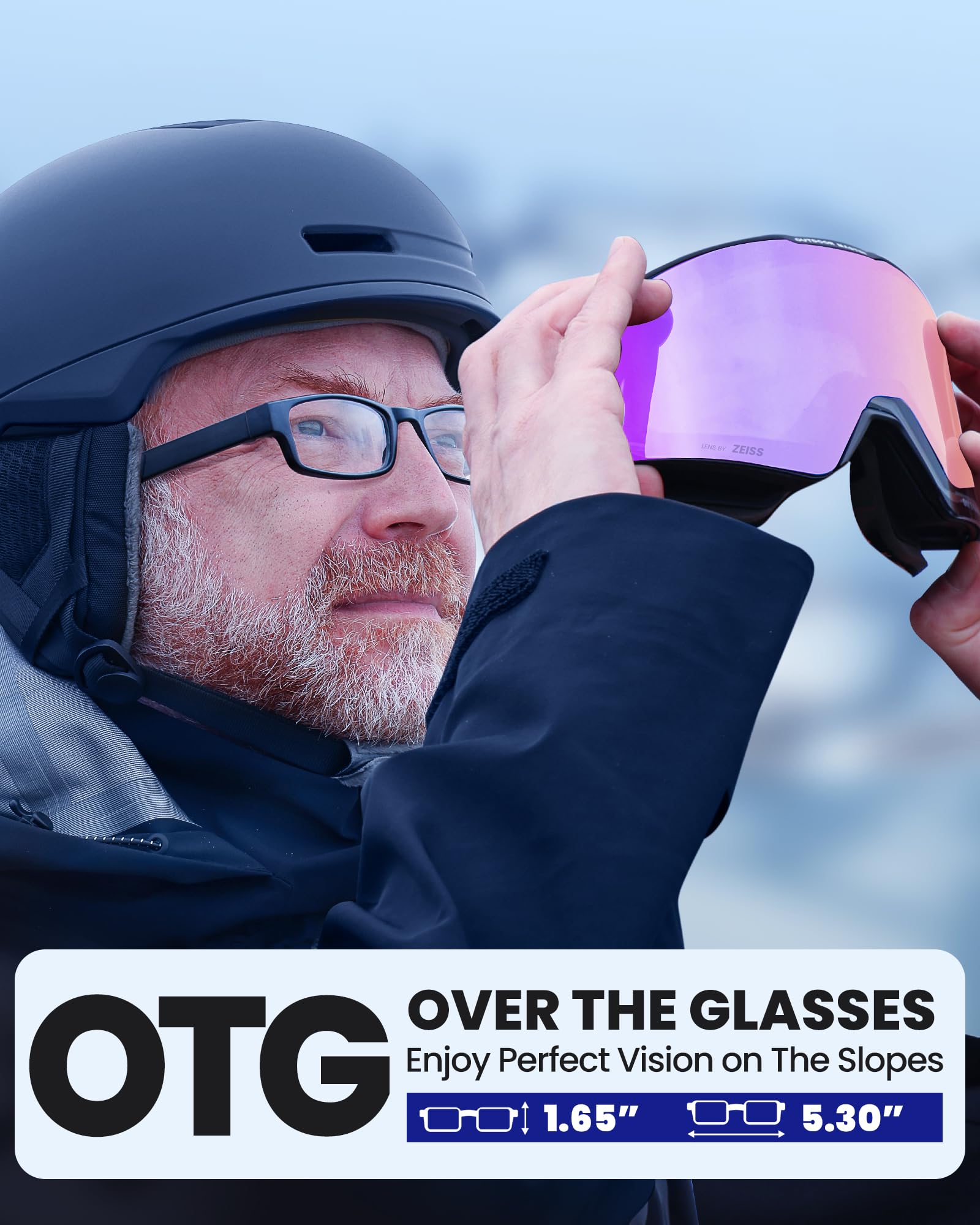 OutdoorMaster Falcon Skibrille ZEISS Magnet Wechselglas Anti-Beschlag | ZEISS Präzisionsoptik, Anti-Beschlag, UV-Schutz, Rahmenlos, Dreischicht-Schaum, Helmkompatibel, für Wintersport