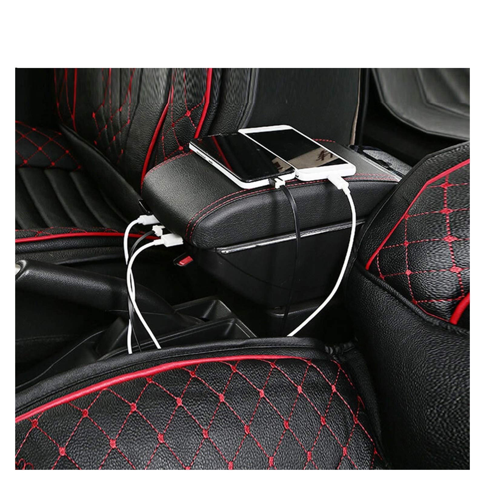 HOUSSE DE BOÎTE d'accoudoir noire rouge facile à installer pour Honda