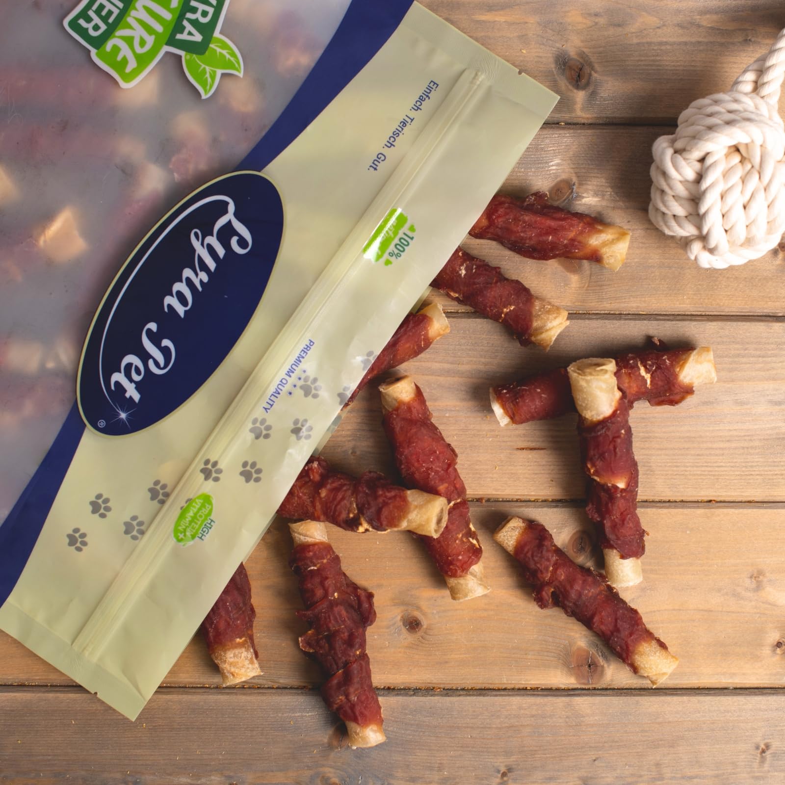 Lyra Pet® 10 kg Kaurollen mit Entenbrust Natur - Kausnack für Hunde