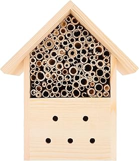Garneck Ogród Gniazdowania Siedlisk Drewniane Pudelko Domu Drewniane Owady Hotel- Naturalne Drewno Owadów- Ogród Schronienie Bambusa Gniazdowania Siedlisko Dla Pszczoly Motyle Biedronki