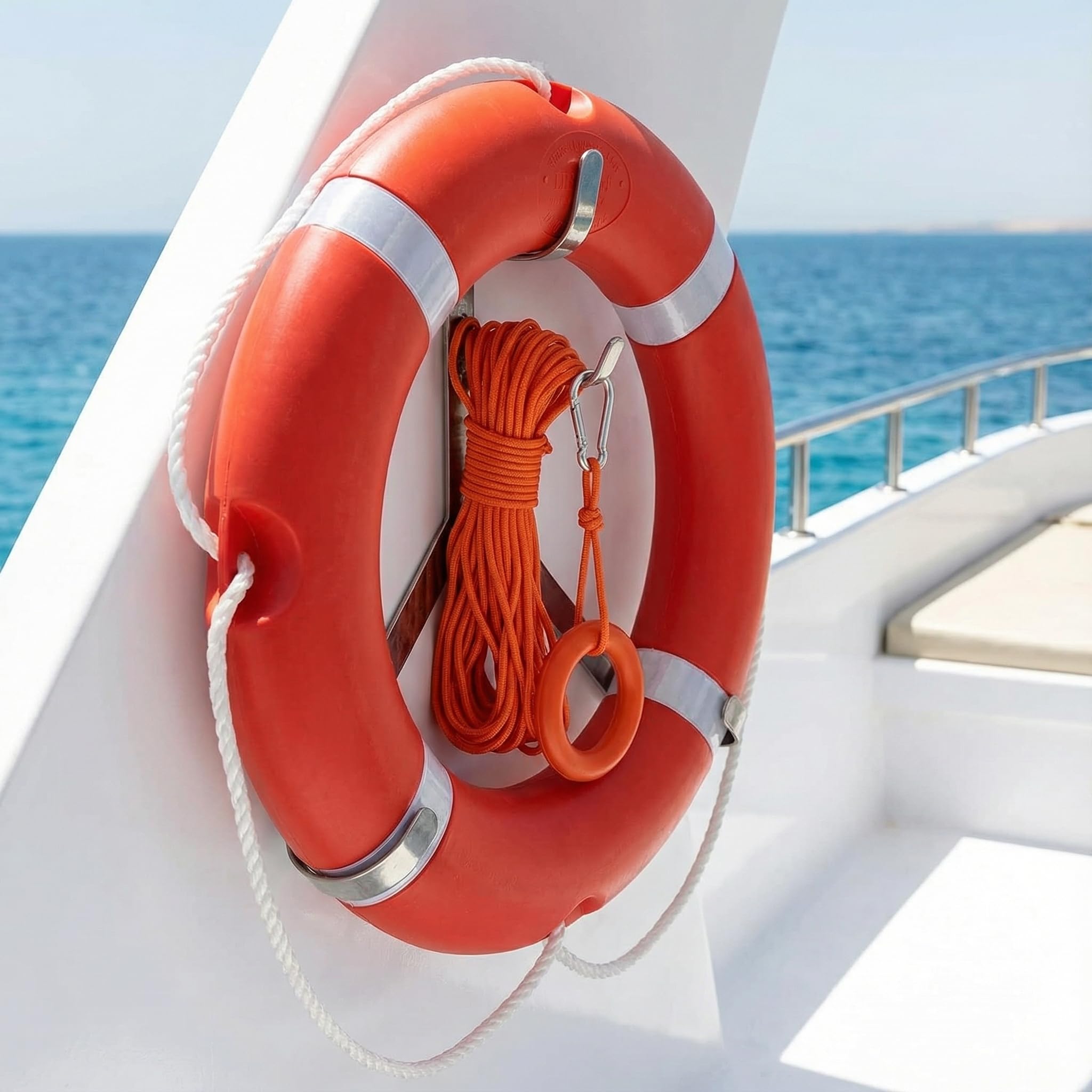 Aro Salvavidas de Barco de 72 CM con Cuerda de aro Salvavidas Flotante de Agua 30 M, 2,5 KG estándar Internacional Profesional al Aire Libre Anillo Salvavidas