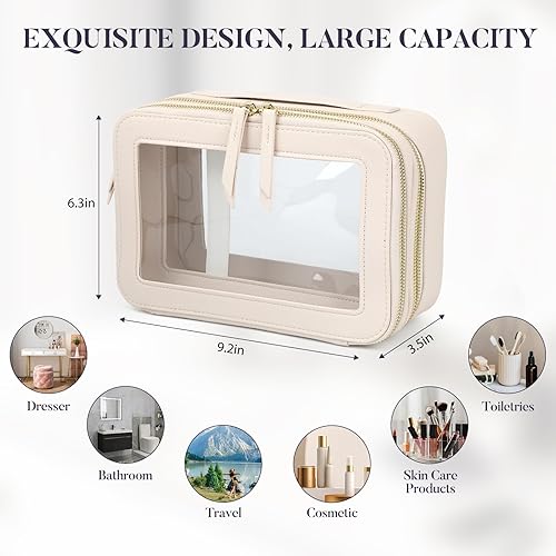 Miniatura 2 de Bolsa de maquillaje transparente para cosméticos, bolsa de viaje con cremallera de doble cara, bolsa de aseo impermeable para mujeres, artículos