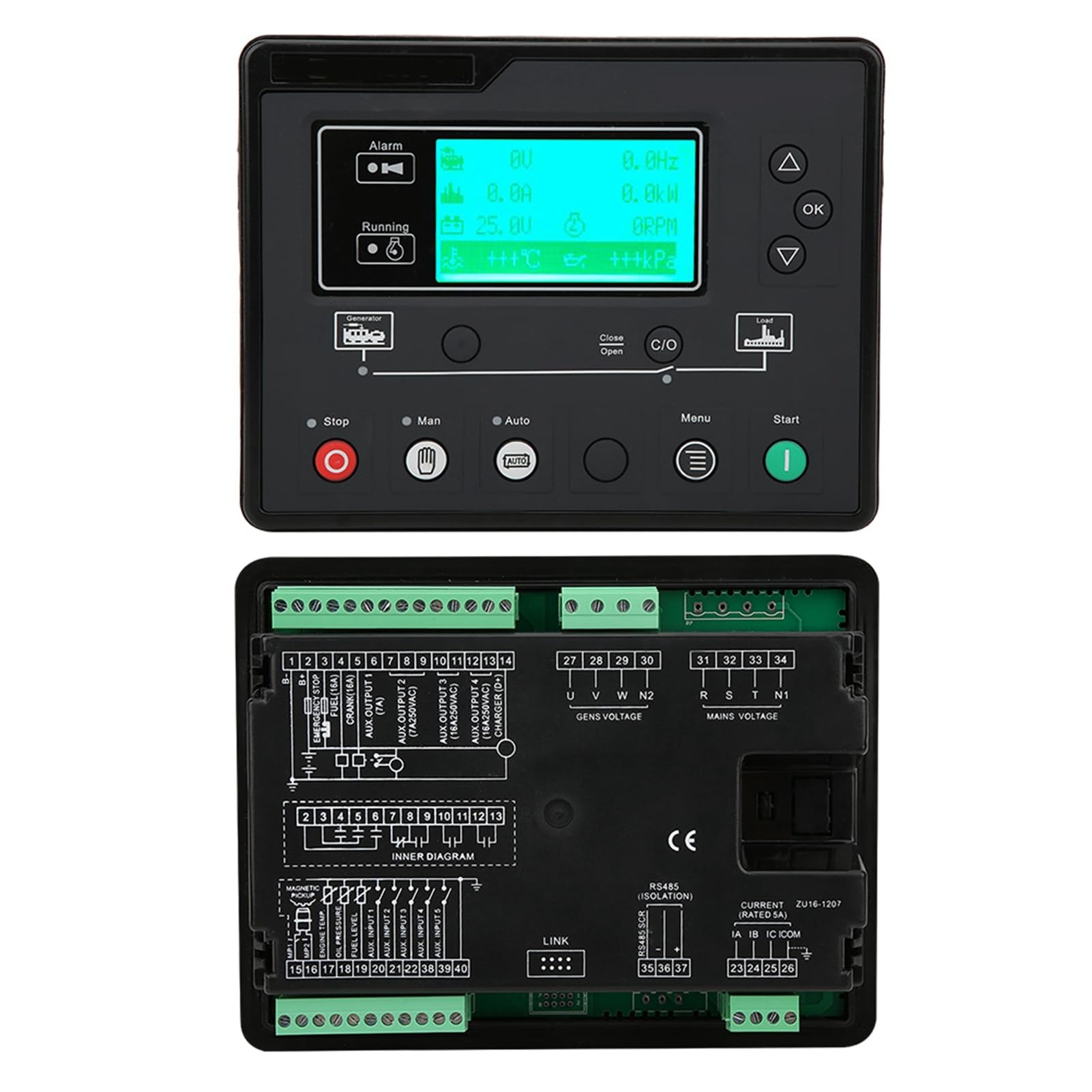 Jeffergarden Controlador de Grupo Electrógeno HQM6110U, Plástico, Parada de Arranque Automático, Rango de Frecuencia de 1 Hz a 10 KHz, Ideal para Sistemas de 120 V/240 V