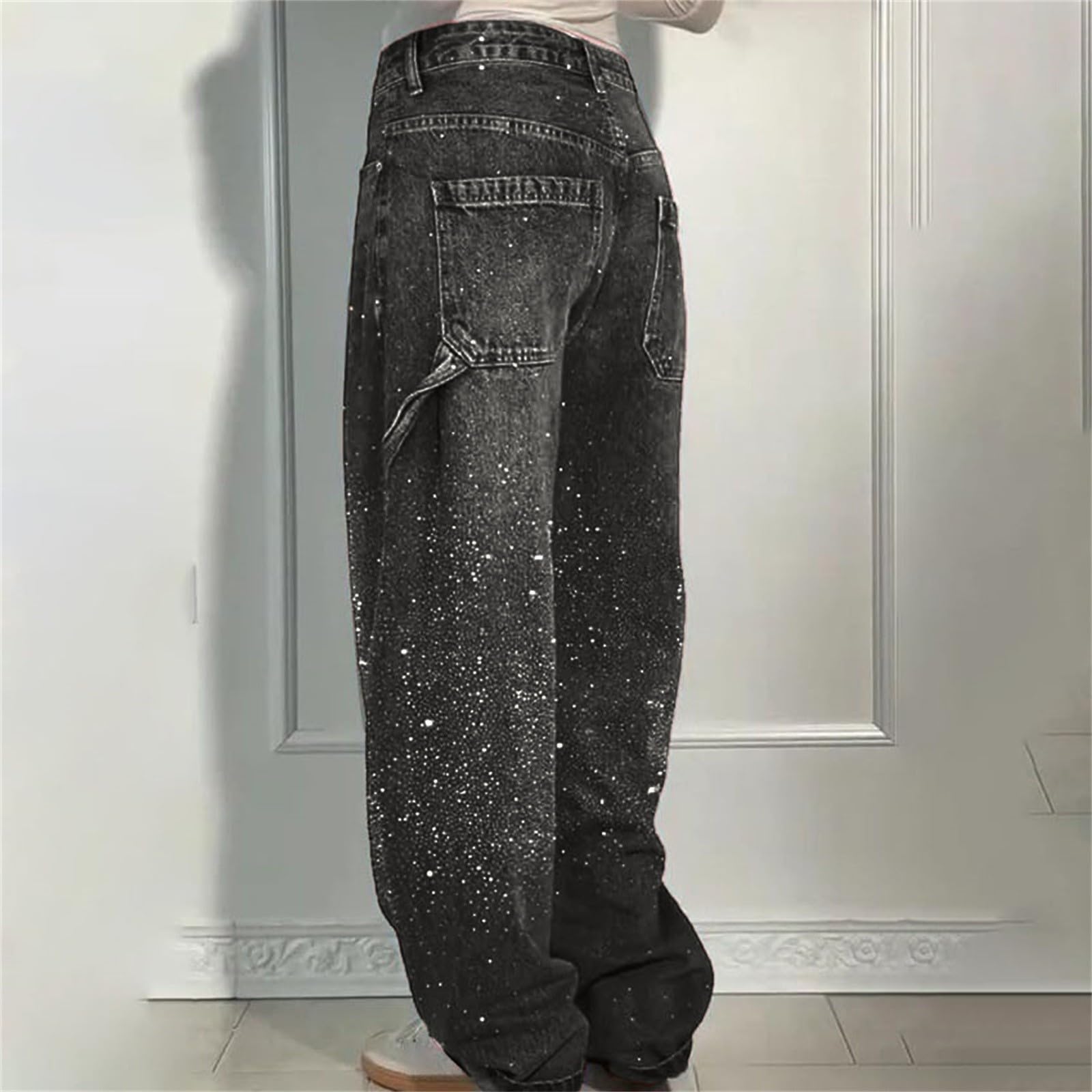 Jeans Donna Elasticizzati Gamba Dritta Jeans Vita Alta Gamba Larga Leggeri Pantaloni Elasticizzati Curvy Larghi Taglie Forti Pantaloni Denim Baggy Casual Y2k Wide Leg Pantalone Eleganti Comodi Hiphop