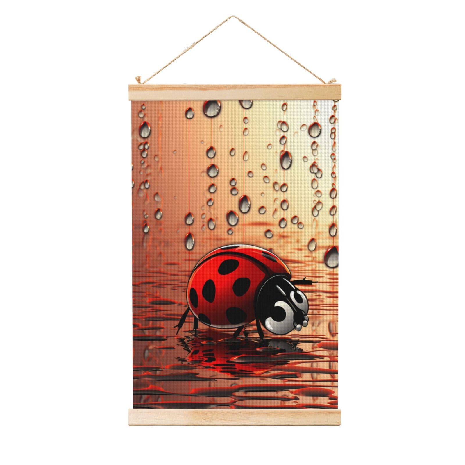 Art Ladybug Tracks Posters Wooden Shaft Hanging Poster Canvas Prints Scroll Wall Art Painting Vintage Wall Banner Modern Artwork Decor for Home Decor Ready to Hang 20"x30"