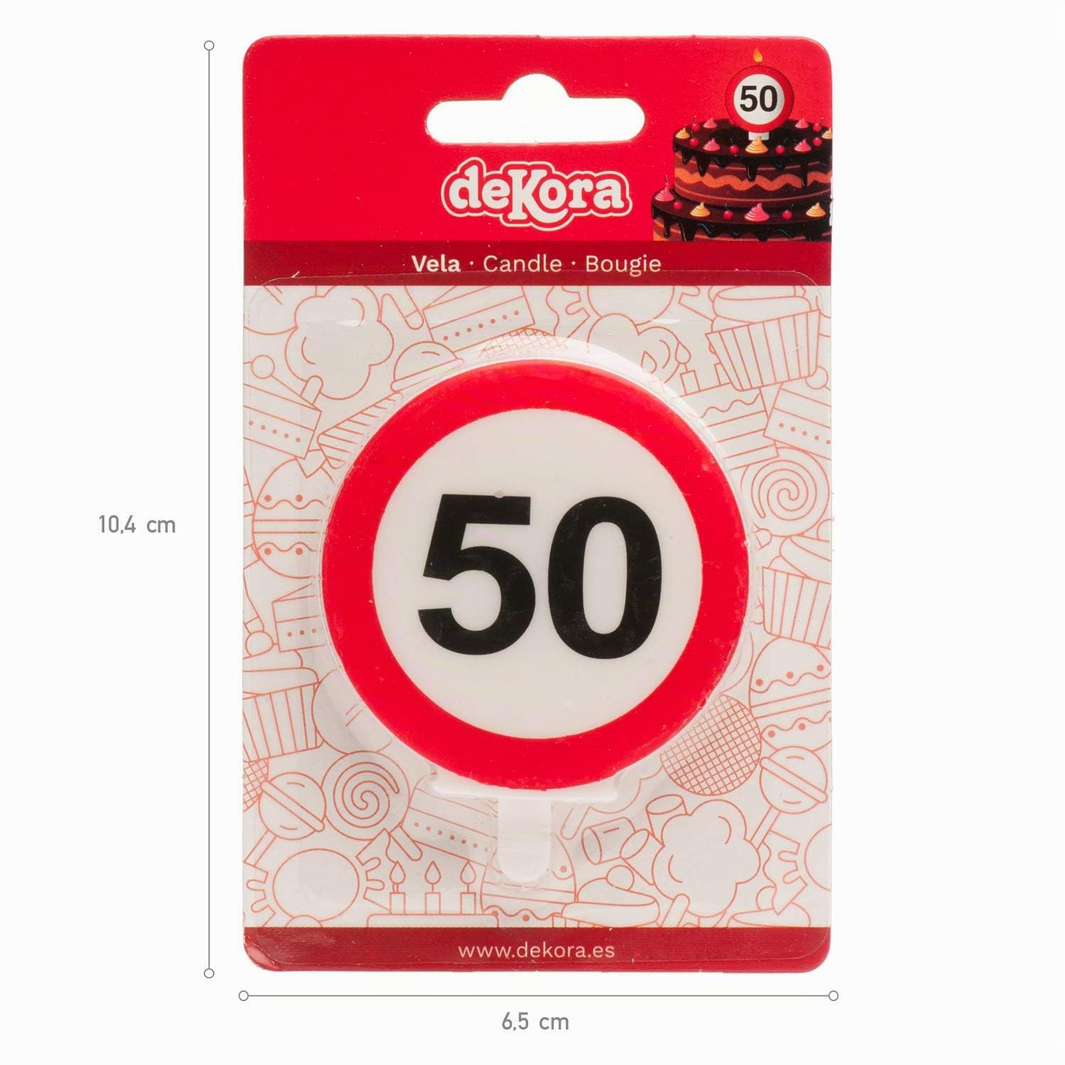 Bougie d'Anniversaire Numéro 50 avec Signe d'Interdiction, Multicouleur pour Décoration de Gâteaux