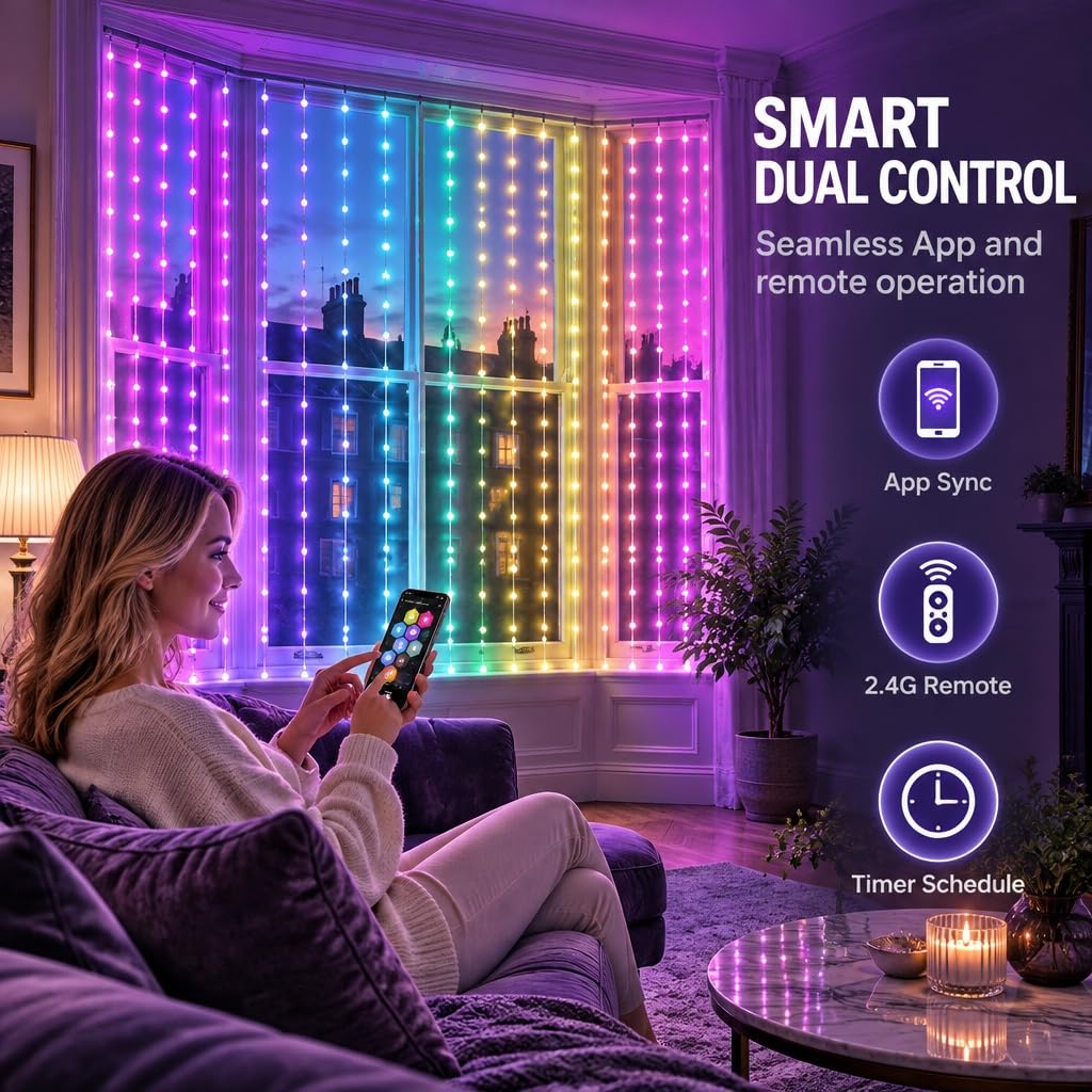 Tenda LED Smart Natale, La Tenda Luminosa Che Disegna Il Tuo Natale (2*2m)