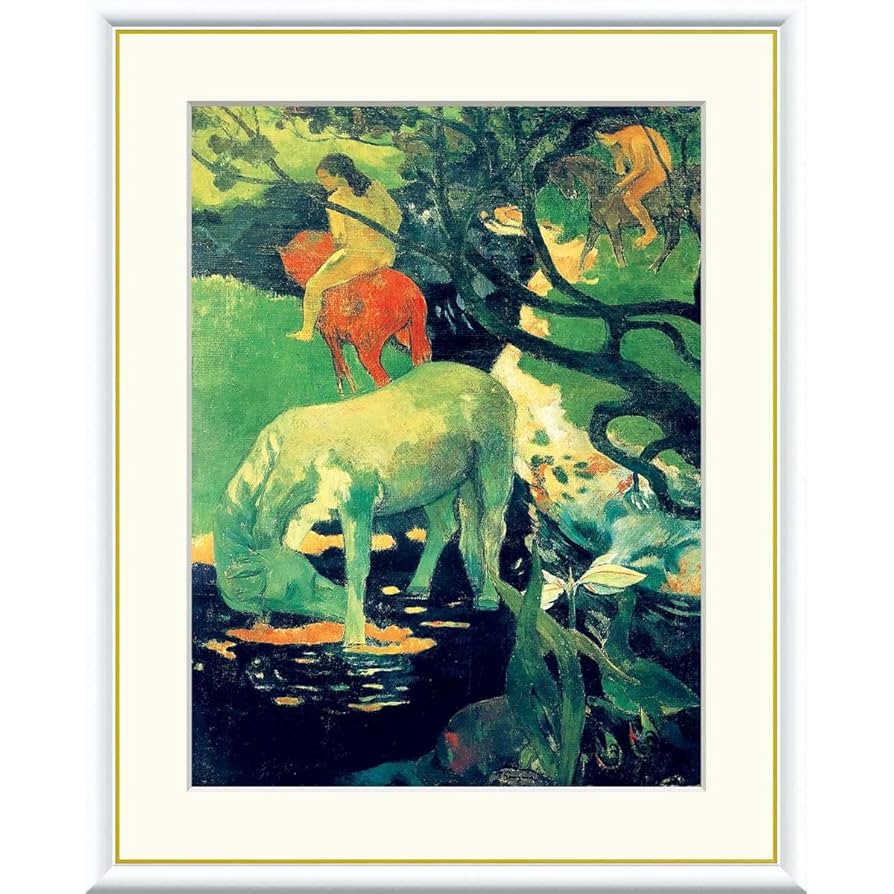 ポール・ゴーガン、白い馬、希少画集画、新品額装付 ポール・ゴーガン、白い馬、希少画集画、新品額装付 - メルカリ