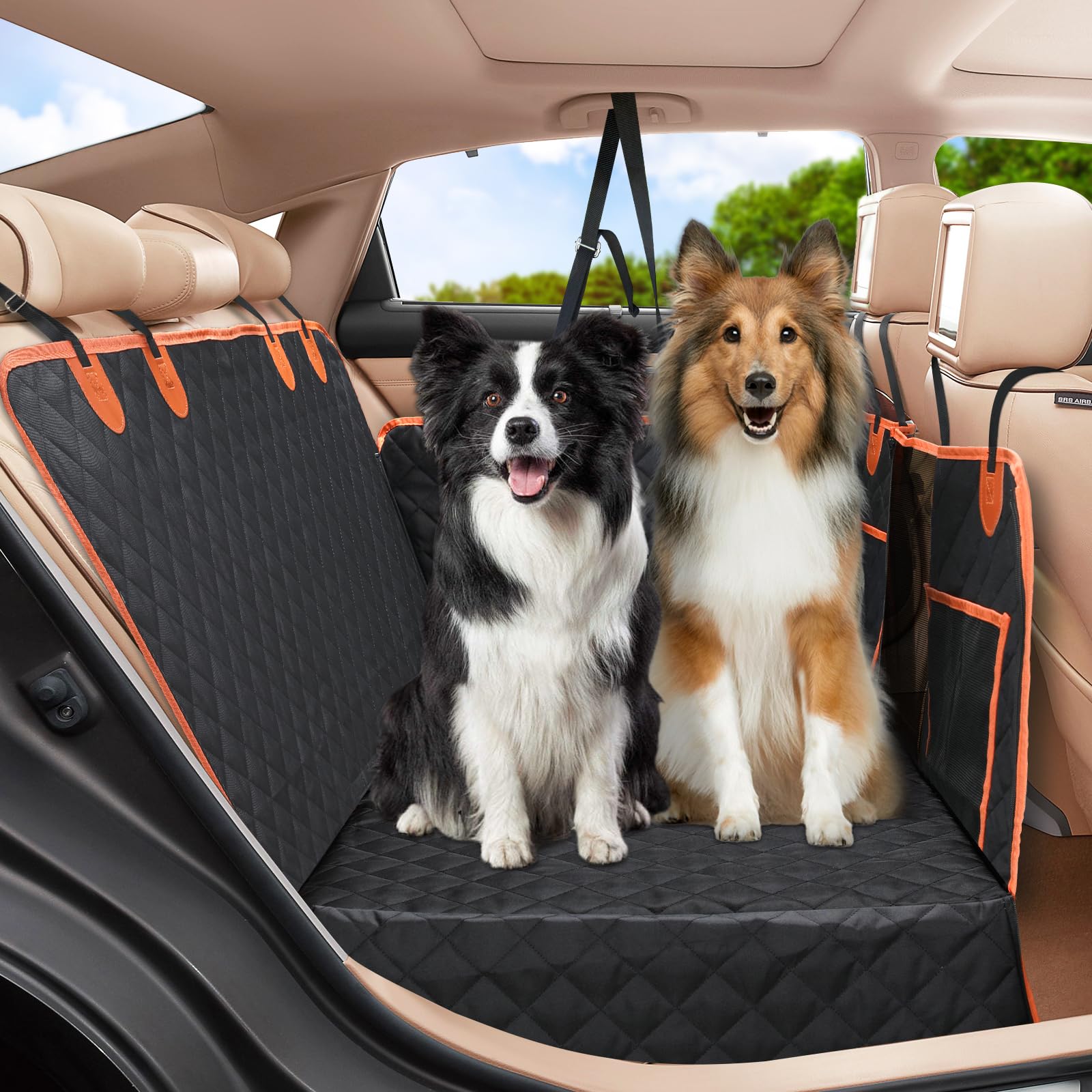 Euqvunn Coprisedile Auto per Cani Telo Rigido [Dimensioni più Ampie e Clip in Metallo] Telo Auto per Cani, Impermeabile Telo Macchina per Cani, Universale Telo Rigido Bagagliaio Auto per Cani