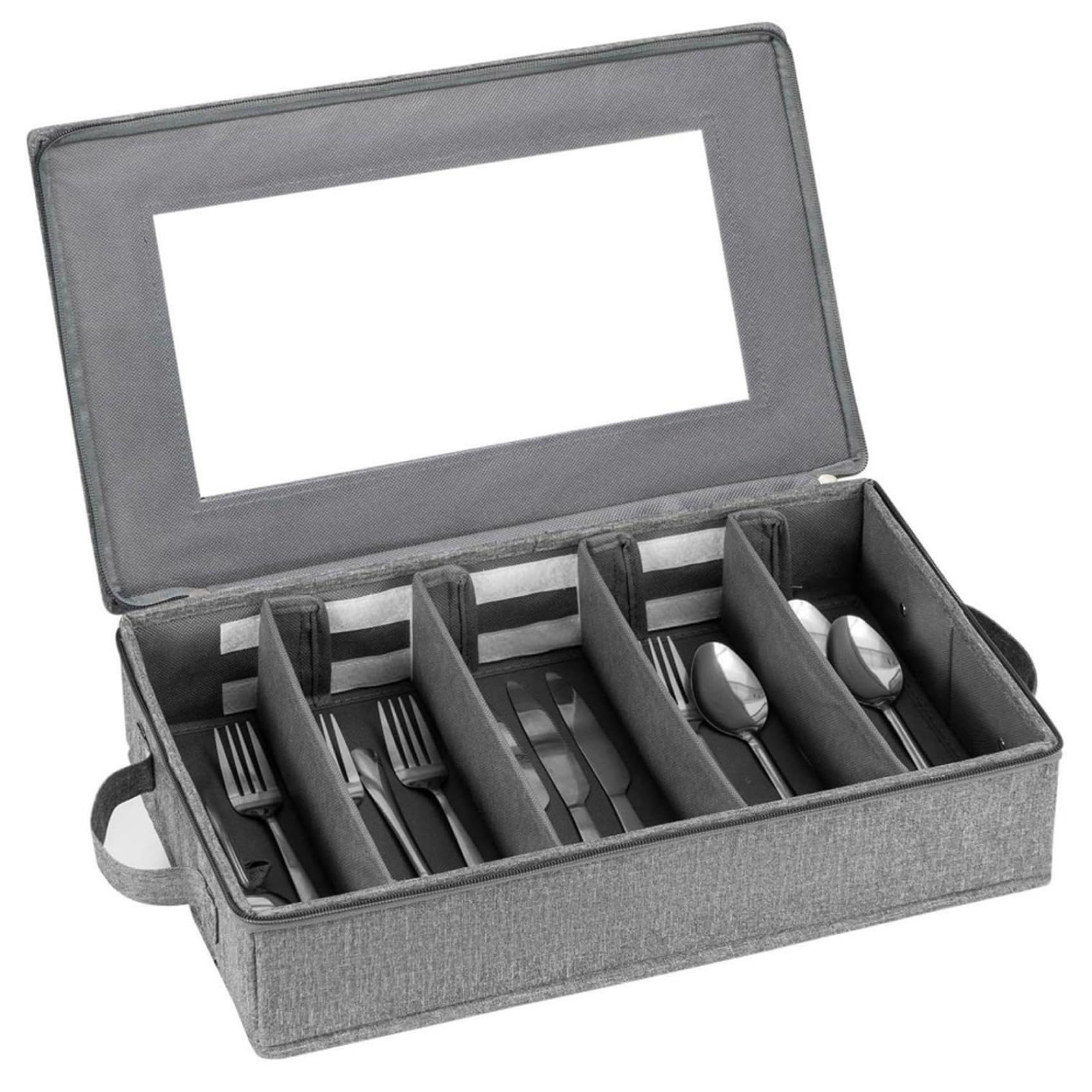 Organisateur d'ustensiles et boîte de rangement pour argenterie avec bac à couverts amovible