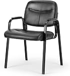 OLIXIS Guest Reception Chaises de bureau sans roues, PU Armes rembourrées en cuir, pour Bureau Salle d'attente Restaurant Bibliothèque Barber Store Clinic Lobby étudiant adulte, noir- paquet de 1