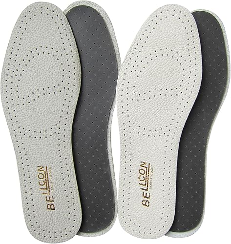 Miniatura 9 de Bellcon - Plantillas de cuero para hombres y mujeres, plantillas de cuero blanco y beige para adultos, insertos de zapatos de longitud completa para