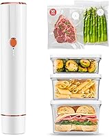 VIXINO Handheld Vacuum Sealer: Compact Portable Machine with 30 Reusable Bags & 3 Containers, Seals Liquids for Sous Vide, Travel, Camping