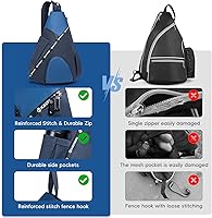 Vista 5 de Pickleball Bag, 7 Pockets & Upgraded Zippers, Lightweight Sling Bag with Detachable Strap & Water-Resistant Pocket